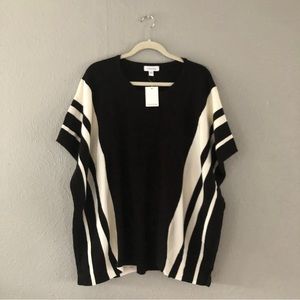 NEW Calvin Klein Black/White Poncho Sweater Shawl - Small/Medium - Retail $109
